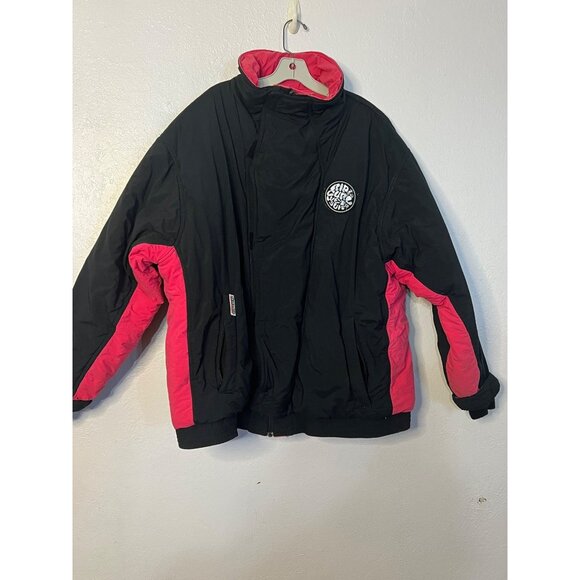 VTG Rip Curl Adventure Sportswear Jacket XL - Black & Pink Reversible Zip Pocket - Picture 1 of 16